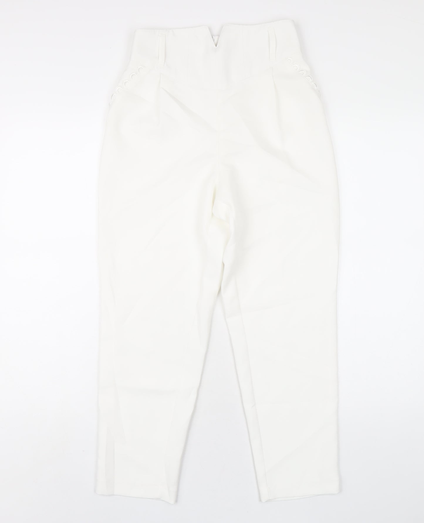 River Island Womens White Polyester Trousers Size 6 L25 in Regular Zip