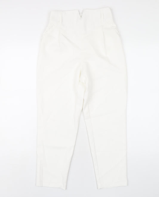 River Island Womens White Polyester Trousers Size 6 L25 in Regular Zip