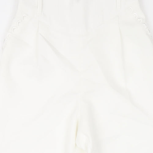 River Island Womens White Polyester Trousers Size 6 L25 in Regular Zip