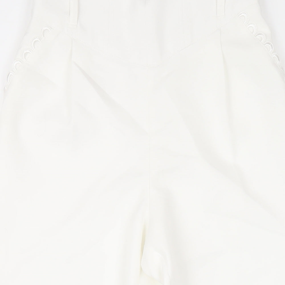 River Island Womens White Polyester Trousers Size 6 L25 in Regular Zip