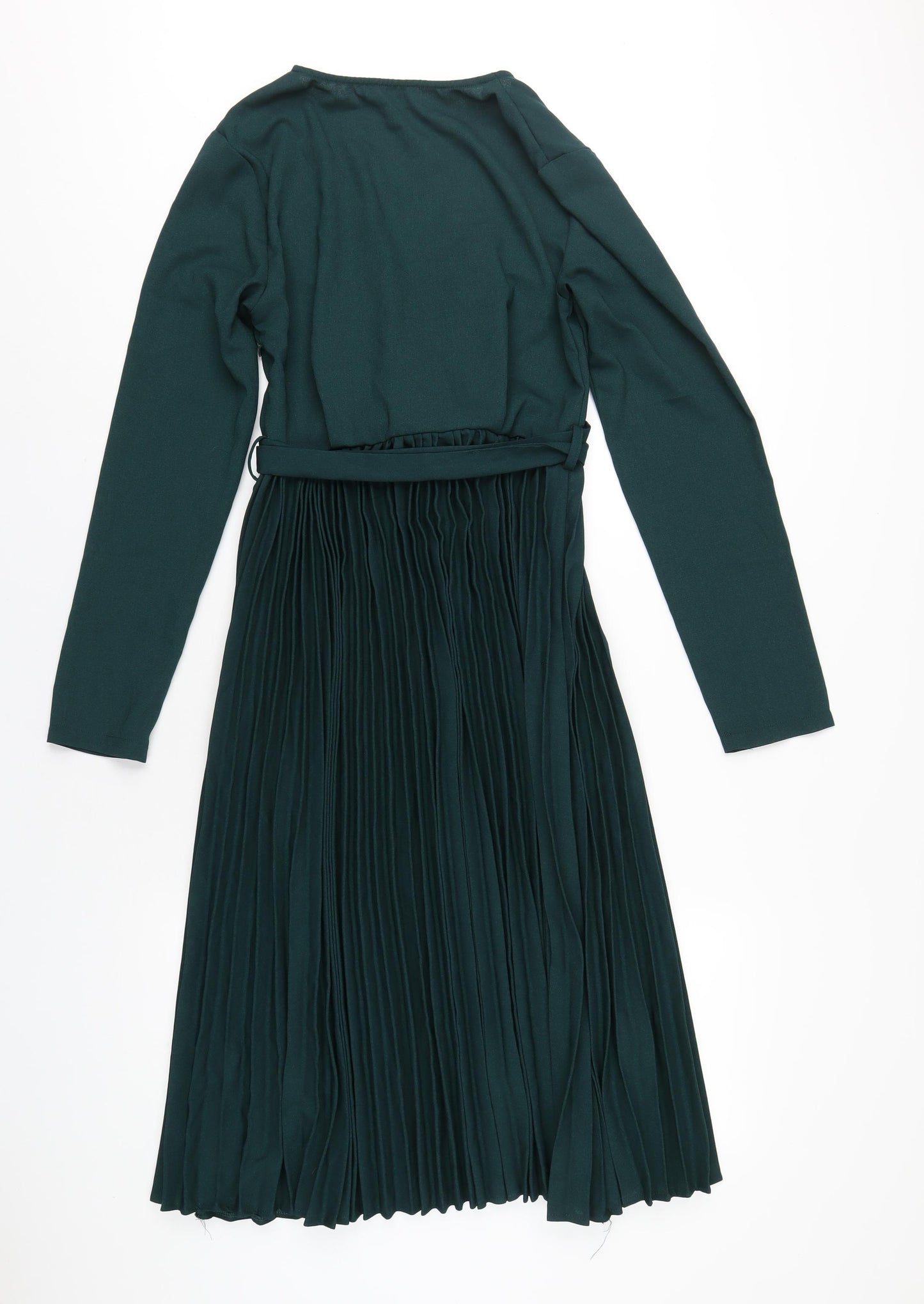PRETTYLITTLETHING Womens Green Polyester A-Line Size 10 V-Neck Zip
