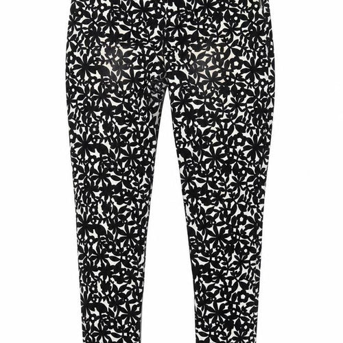 Topshop Womens Black Geometric Polyester Carrot Trousers Size 12 L29 in Regular Zip