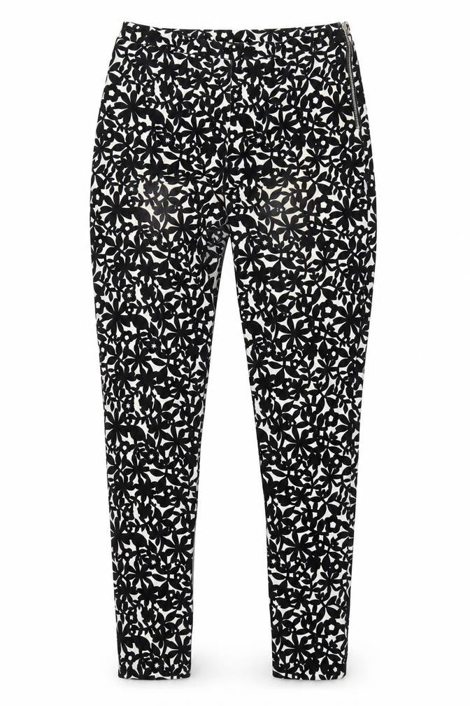 Topshop Womens Black Geometric Polyester Carrot Trousers Size 12 L29 in Regular Zip