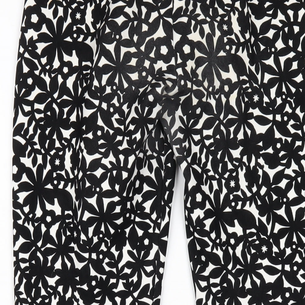 Topshop Womens Black Geometric Polyester Carrot Trousers Size 12 L29 in Regular Zip