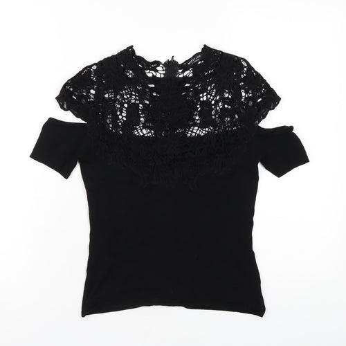 Marciano Womens Black Viscose Basic T-Shirt Size S Round Neck