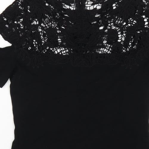 Marciano Womens Black Viscose Basic T-Shirt Size S Round Neck