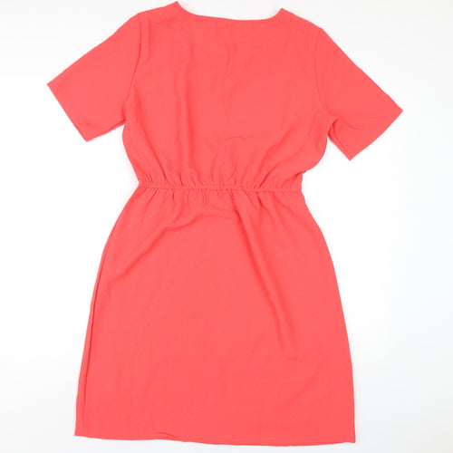 Collection Womens Pink Polyester A-Line Size 14 Round Neck Pullover