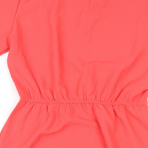 Collection Womens Pink Polyester A-Line Size 14 Round Neck Pullover
