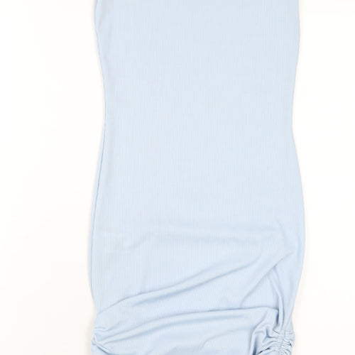 Spotted Womens Blue Polyester Bodycon Size XS Round Neck Pullover