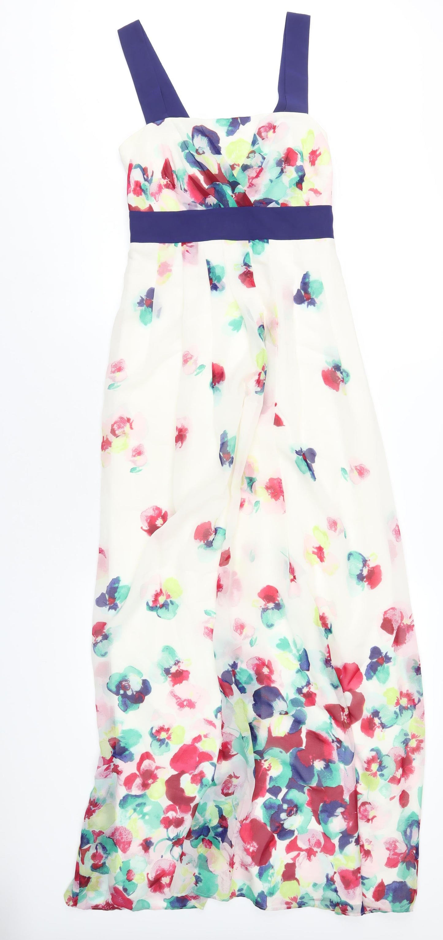 Monsoon Womens Multicoloured Floral Polyester A-Line Size 8 Square Neck Zip
