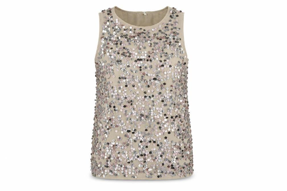 River Island Womens Beige Polyester Basic Tank Size 12 Round Neck