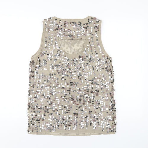 River Island Womens Beige Polyester Basic Tank Size 12 Round Neck