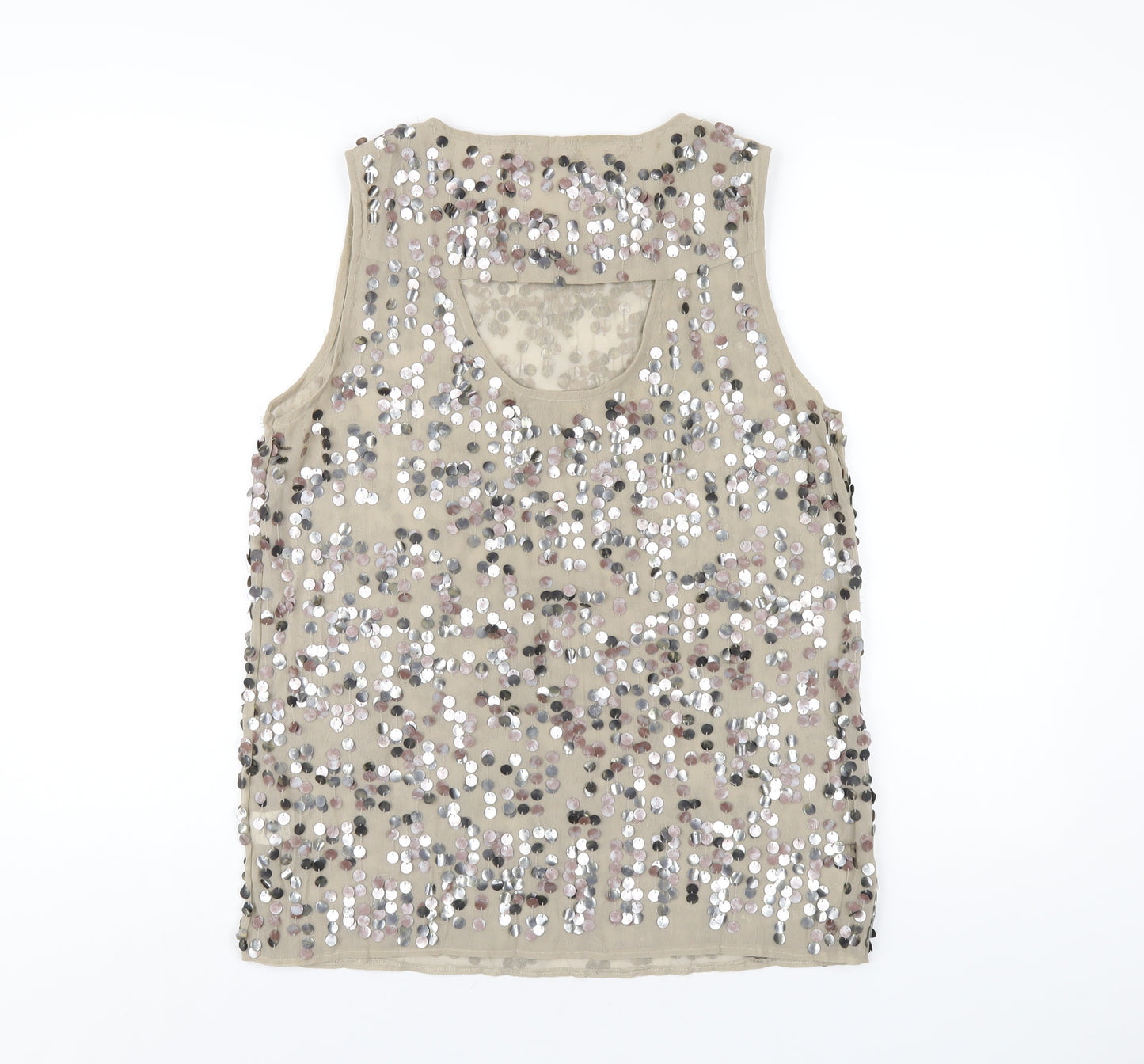 River Island Womens Beige Polyester Basic Tank Size 12 Round Neck