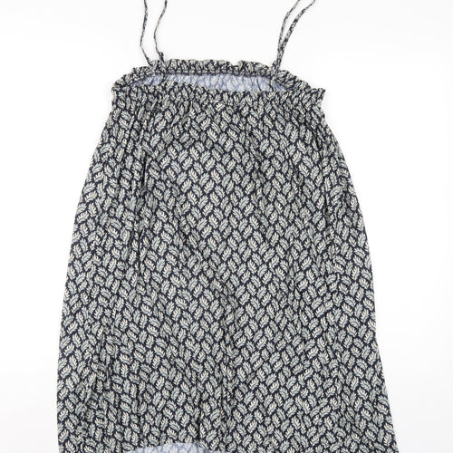 H&M Womens Blue Geometric Polyester A-Line Size S Square Neck Pullover