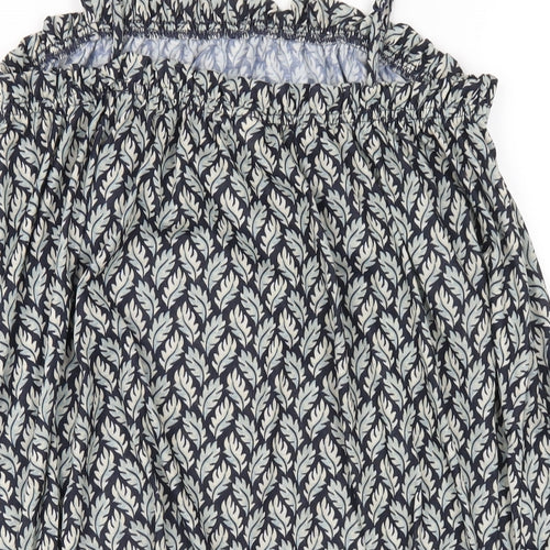 H&M Womens Blue Geometric Polyester A-Line Size S Square Neck Pullover