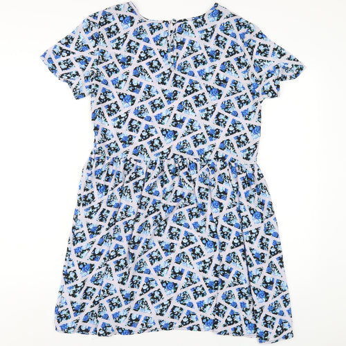 Glamorous Womens Multicoloured Geometric Polyester A-Line Size 10 Round Neck Button