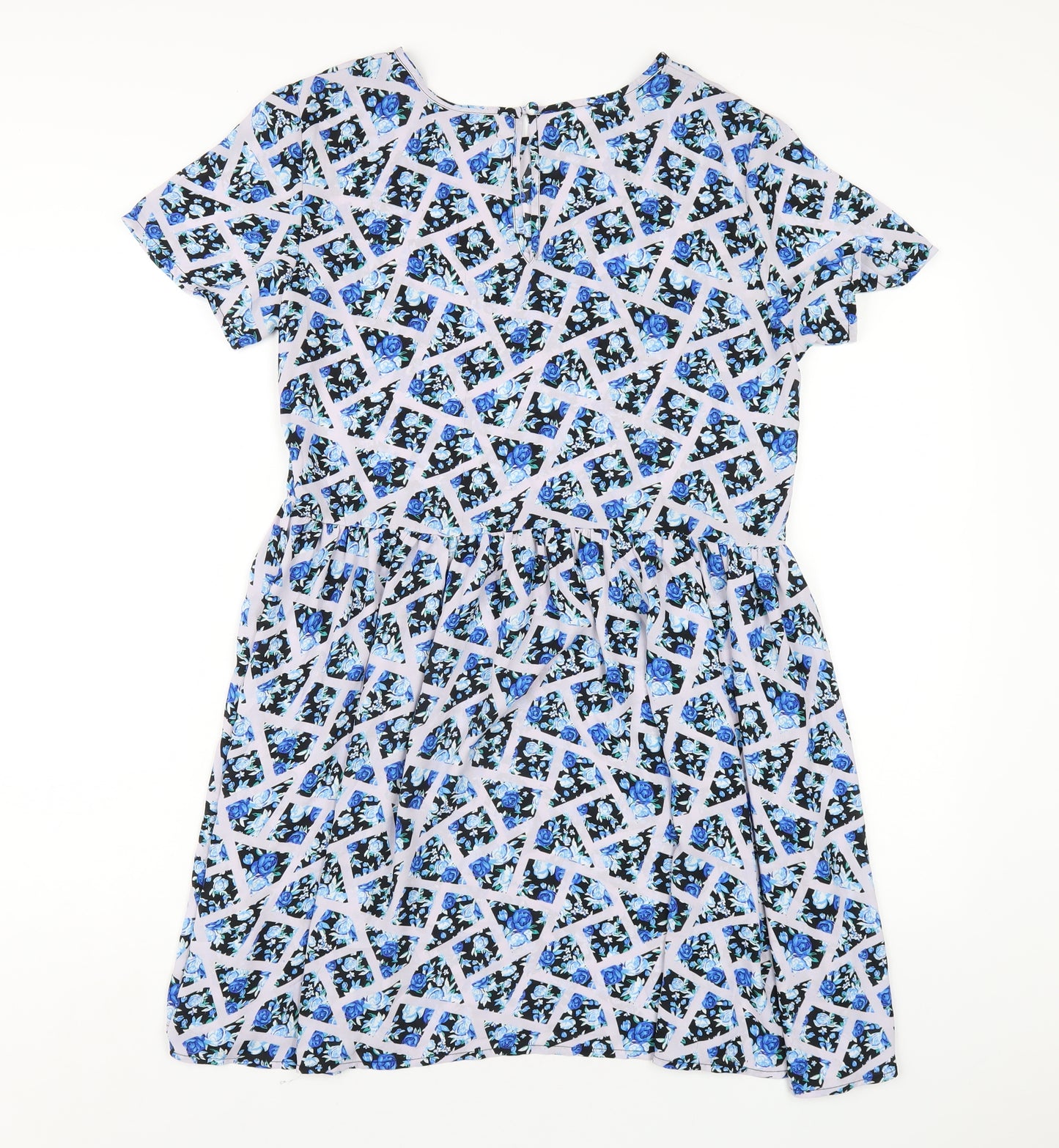 Glamorous Womens Multicoloured Geometric Polyester A-Line Size 10 Round Neck Button