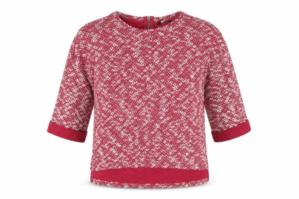 Front view of New Look women’s pink polyester basic t-shirt, size UK 10, round neck