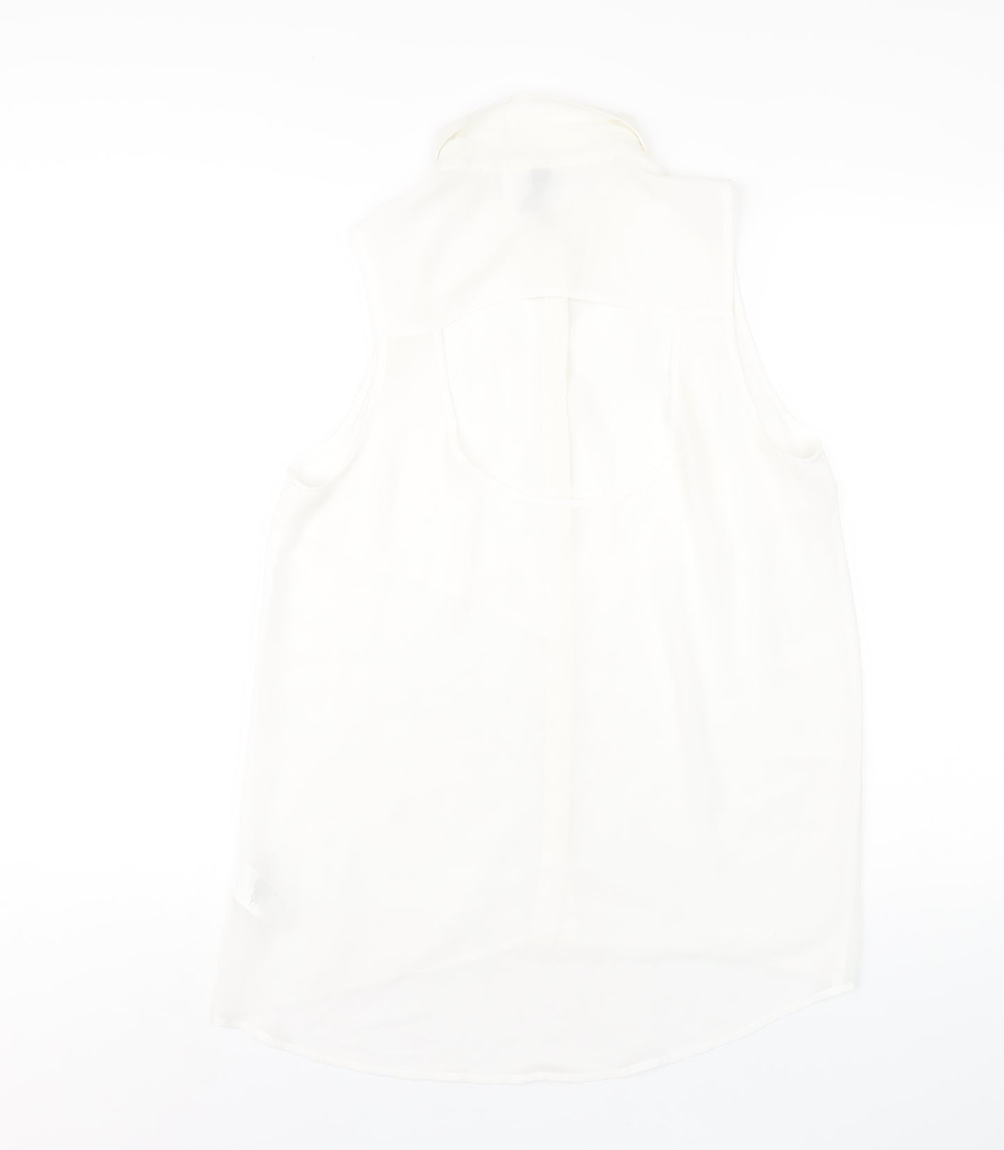 H&M Womens White Polyester Basic Button-Up Size 12 Collared