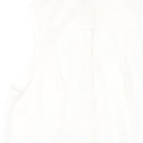 H&M Womens White Polyester Basic Button-Up Size 12 Collared