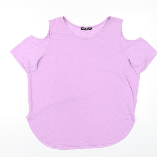Select Womens Purple Viscose Basic T-Shirt Size 16 Round Neck