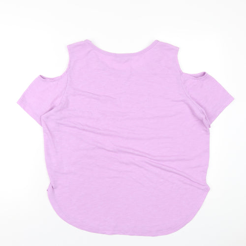Select Womens Purple Viscose Basic T-Shirt Size 16 Round Neck