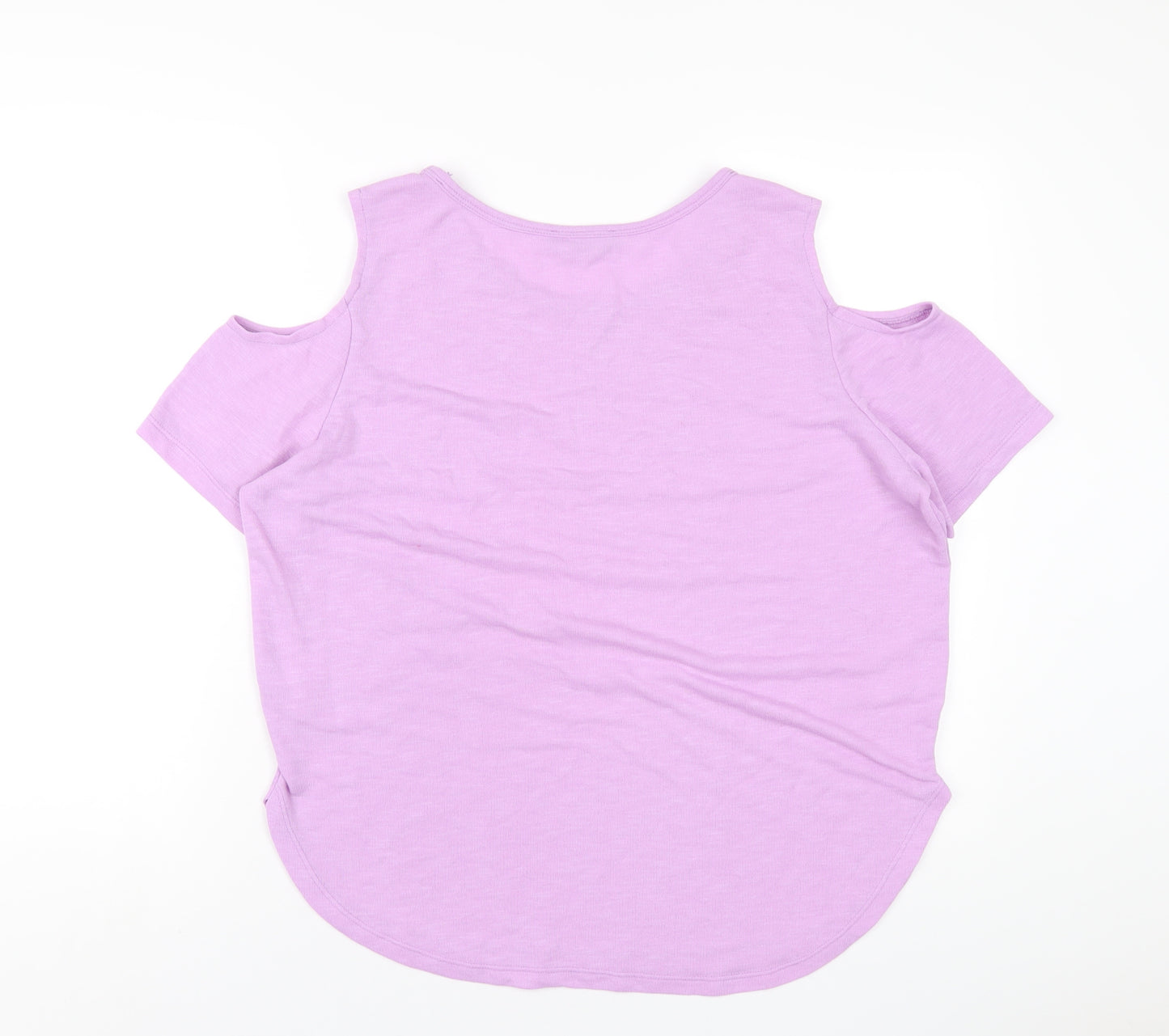 Select Womens Purple Viscose Basic T-Shirt Size 16 Round Neck