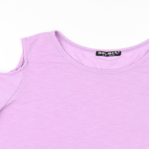 Select Womens Purple Viscose Basic T-Shirt Size 16 Round Neck