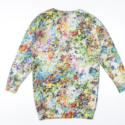 VILA Womens Multicoloured Geometric Polyester Jacket Dress Size S V-Neck Zip