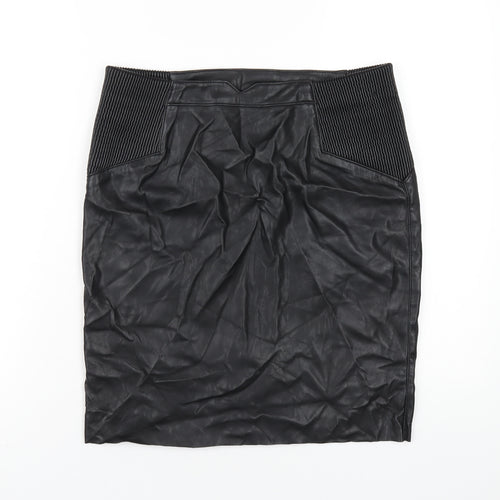 VERO MODA Womens Black Polyurethane Straight & Pencil Skirt Size L