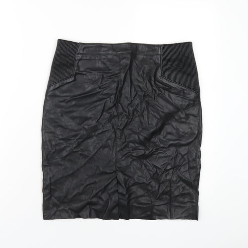 VERO MODA Womens Black Polyurethane Straight & Pencil Skirt Size L