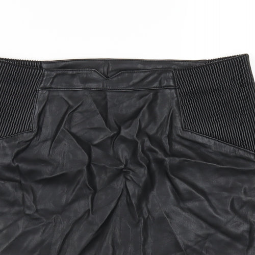 VERO MODA Womens Black Polyurethane Straight & Pencil Skirt Size L