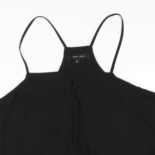New Look Womens Black Polyester A-Line Size 12 Square Neck Pullover
