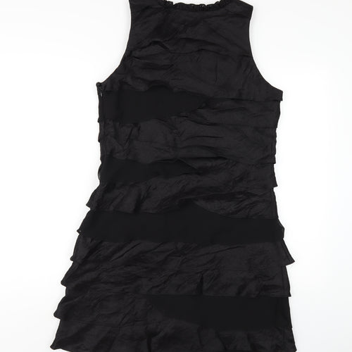 S.L. Fashion Womens Black Viscose A-Line Size 12 Round Neck Zip