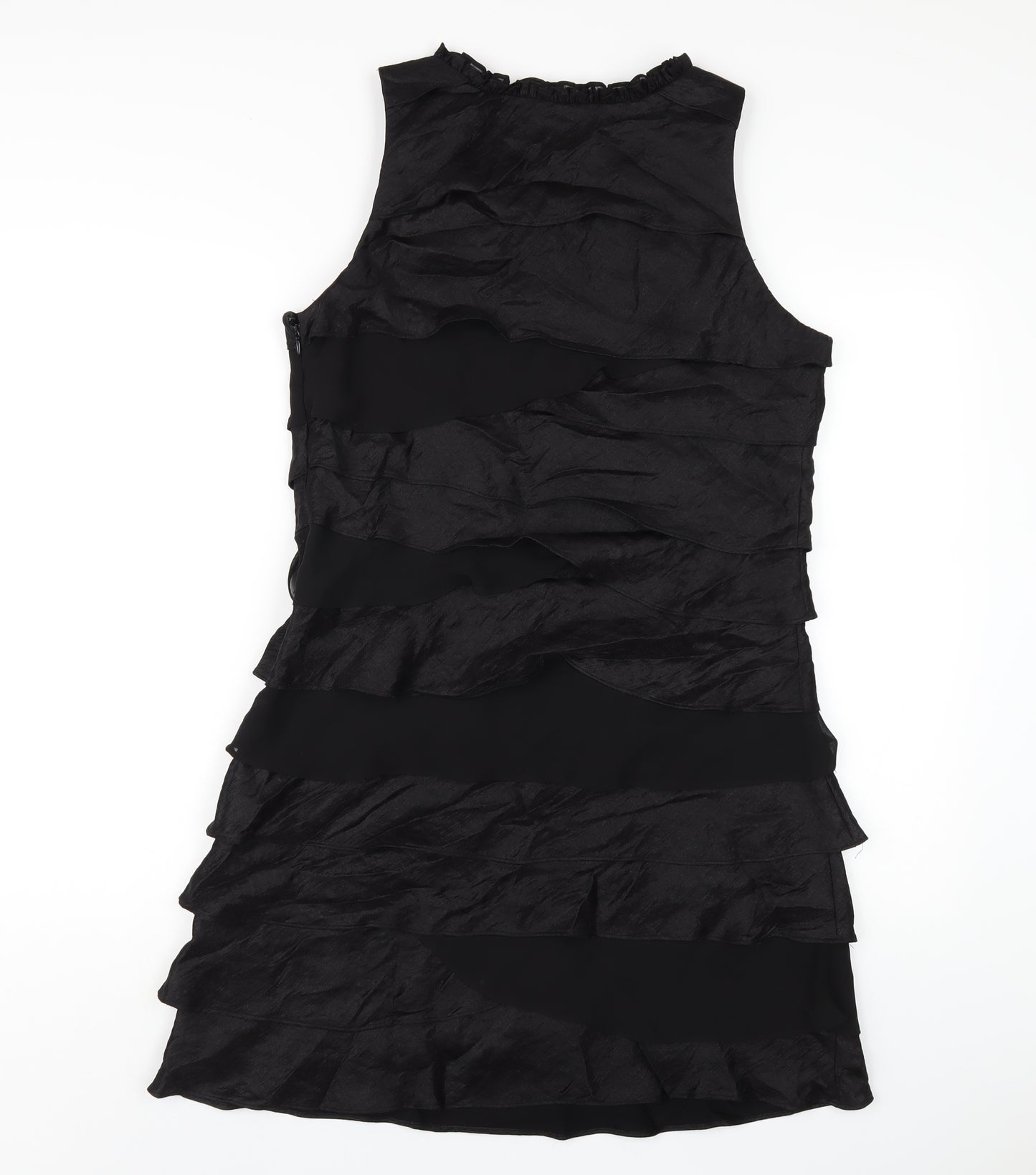 S.L. Fashion Womens Black Viscose A-Line Size 12 Round Neck Zip