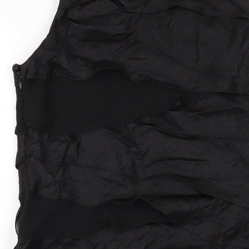 S.L. Fashion Womens Black Viscose A-Line Size 12 Round Neck Zip
