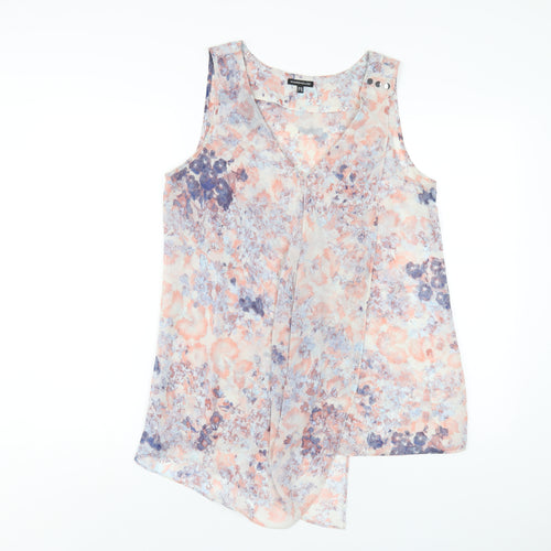 Warehouse Womens Multicoloured Geometric Polyester Basic Tank Size 12 V-Neck
