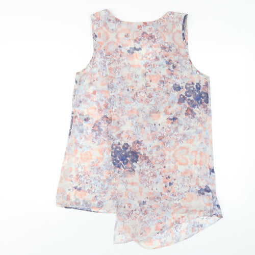 Warehouse Womens Multicoloured Geometric Polyester Basic Tank Size 12 V-Neck