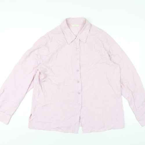 Marks and Spencer Womens Pink Viscose Basic Button-Up Size 16 Collared