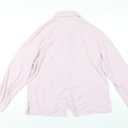 Marks and Spencer Womens Pink Viscose Basic Button-Up Size 16 Collared