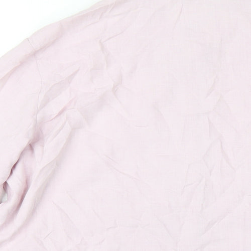Marks and Spencer Womens Pink Viscose Basic Button-Up Size 16 Collared