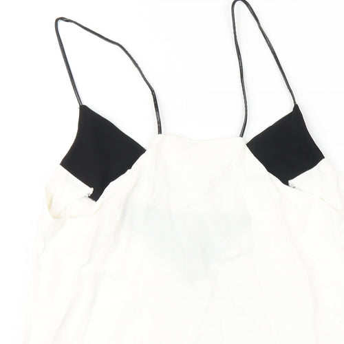 H&M Womens White Viscose Camisole T-Shirt Size 10 V-Neck
