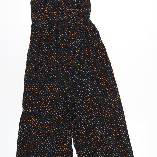 Miss Selfridge Womens Black Polka Dot Cotton Jumpsuit One-Piece Size 8 L20 in Pullover