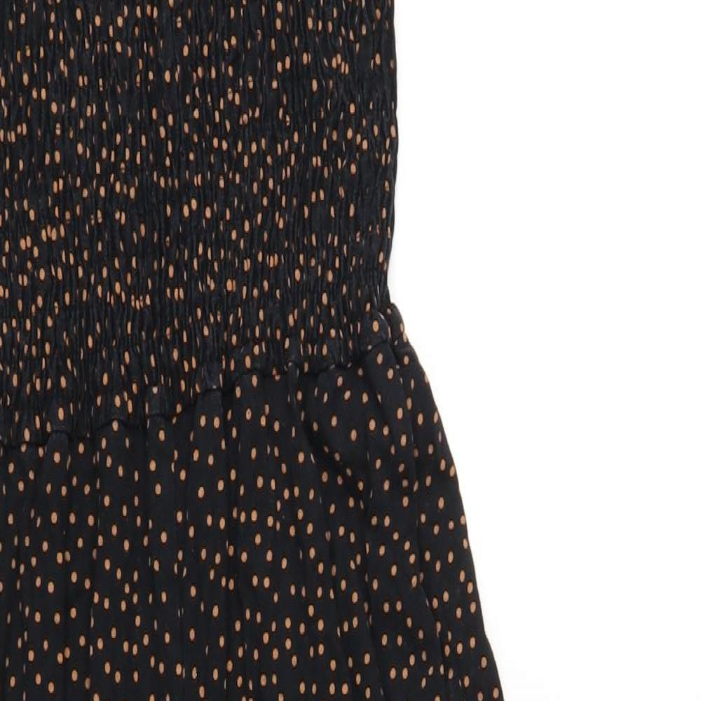 Miss Selfridge Womens Black Polka Dot Cotton Jumpsuit One-Piece Size 8 L20 in Pullover