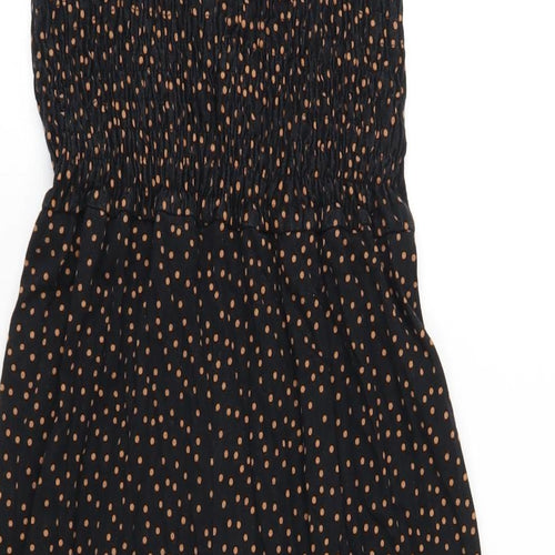 Miss Selfridge Womens Black Polka Dot Cotton Jumpsuit One-Piece Size 8 L20 in Pullover