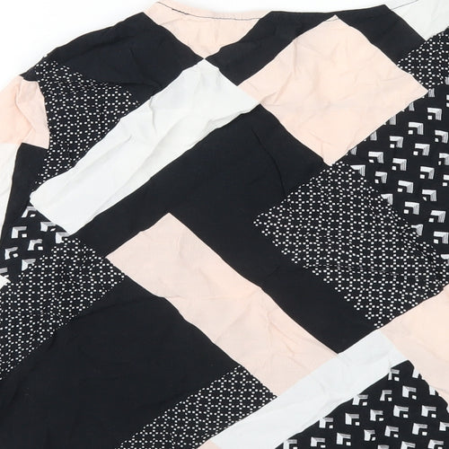New Look Womens Multicoloured Geometric Viscose Basic T-Shirt Size 16 Round Neck