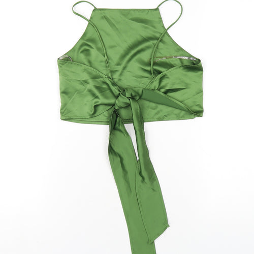 Glamorous Womens Green Polyester Camisole T-Shirt Size 8 Square Neck