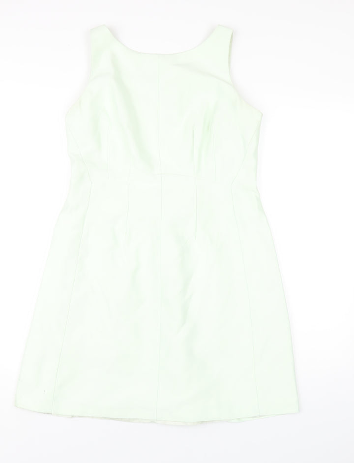 Coast Womens Green Polyester A-Line Size 12 Round Neck Zip