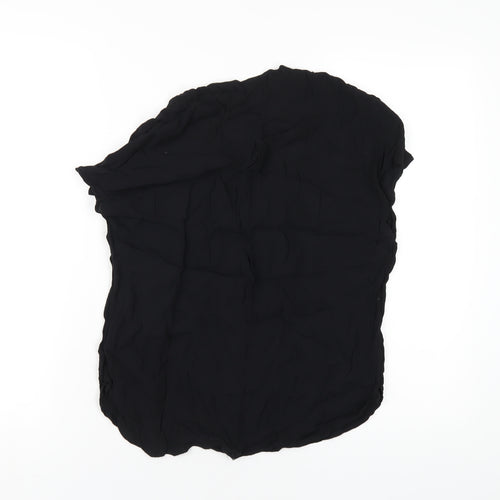 NEXT Womens Black Polyester Basic Blouse Size 12 V-Neck - Lace Trim