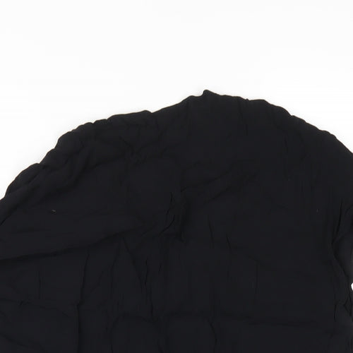 NEXT Womens Black Polyester Basic Blouse Size 12 V-Neck - Lace Trim